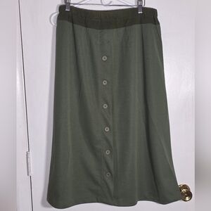 Vintage Haband Classic Green A-Line Button Skirt